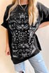 Black Paisley Print Crew Neck Loose Fit Tunic Tee